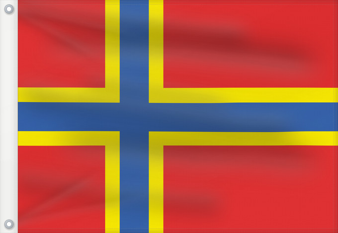 Flag, with two metal eyelets and reinforced hoist: 2007 Flag of Orkney	Orkney	2007 Flag of Orkney My own vector of the official flag of the Isles of Orkney
