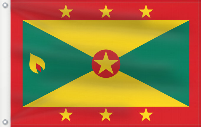 Bandera, con dos ojales metálicos y lado del asta reforzado: Grenada Grenade Granada Флаг Гренады Grenadas