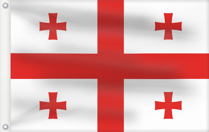 Bandera, con dos ojales metálicos y lado del asta reforzado: Georgia Géorgie Georgien