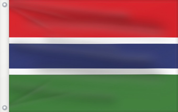 Flag, with two metal eyelets and reinforced hoist: Gambia Gambie Gambias Σημαία της Γκάμπια Gambio Gambian Gambije
