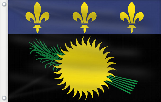 Drapeau, avec deux œillets métalliques et guindant renforcé : Unofficial flag of Guadeloupe  local	Unofficial local flag of Guadeloupe	Guadeloupe	Guadalupe. Uso no oficial	Guadalupa