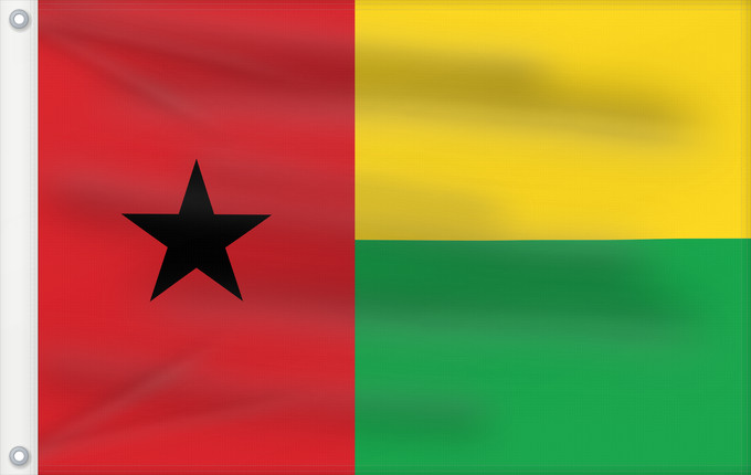 Drapeau, avec deux œillets métalliques et guindant renforcé : Guinea-Bissau	Guinée-Bissau	Guinea-Bissaus	Guiné-Bissau	Gvineo Bisaŭa	پرچم گینه بیسائو	Флаг Гвинеи-Бисау	Gvineje Bissau