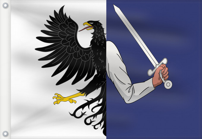 Bandera, con dos ojales metálicos y lado del asta reforzado: Connacht W Connacht Connacht ou Connaught