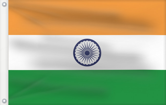 Drapeau, avec deux œillets métalliques et guindant renforcé : India Inde Indien