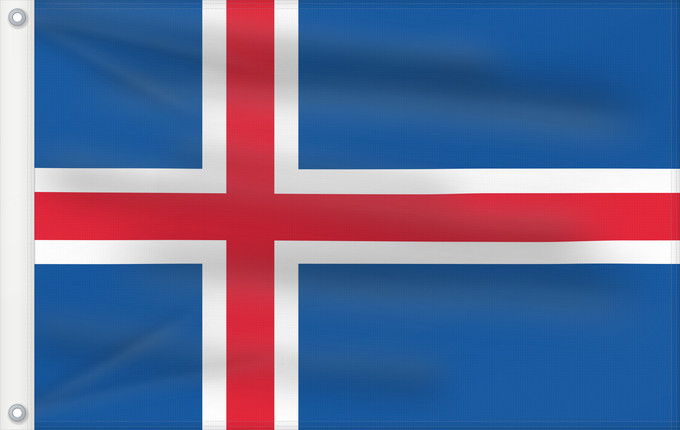 Drapeau, avec deux œillets métalliques et guindant renforcé : Iceland L Islande Islandia Island Islanda IJsland Islandii Сцяг Ісландыі আইসল্যান্ডের পতাকা Banniel Island Gwlad yr Iâ Islands Islando Islandi lipp Íslands Izland Íslenski fáninn Islandiae Islands flagg Det islandske flagget Þjóðfáni Íslands Флаг Исландии