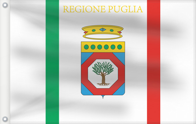 Drapeau, avec deux œillets métalliques et guindant renforcé : Apulia Apulia or Puglia région des Pouilles Apulia o Pulla Apulien Puglia
