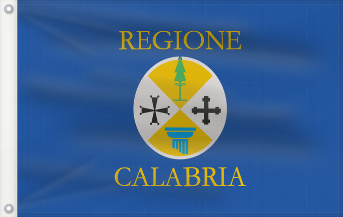 Drapeau, avec deux œillets métalliques et guindant renforcé : Calabria	Kalabrien	Regione italiana Calabria	Bannera di la riggiuni d Italia Calabbria
