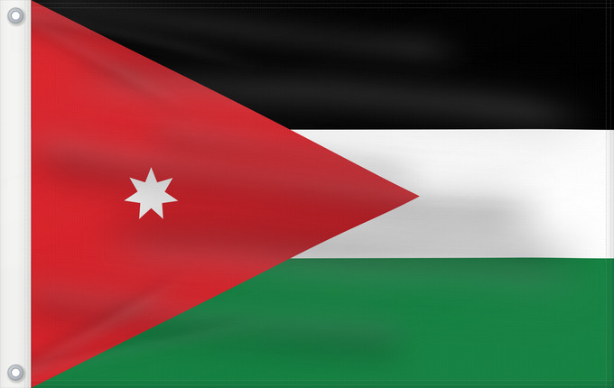 Drapeau, avec deux œillets métalliques et guindant renforcé : Jordan Jordanie Jordania Jordanien Giordania Jordanië علم الأردن Jordanio Iordaniei Флаг Иордании Jordanije Ürdün