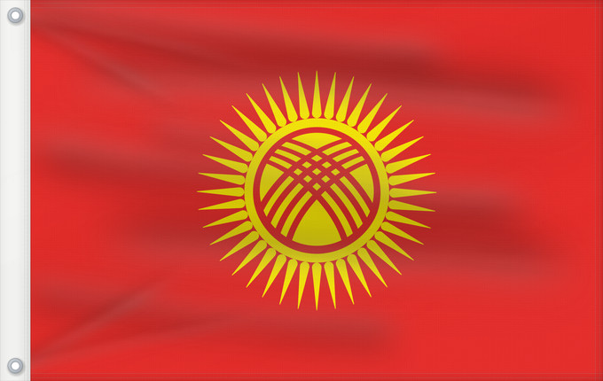 Flag, with two metal eyelets and reinforced hoist: Kyrgyzstan Kirghizistan Kirguistán Kirgisistan Kirgizië علم جمهورية قرغيزستان Qırğız Respublikasının Дзяржаўны сцяг Кыргыстану Kyrgyzstánu Kirgizio Ղրղզստանի դրոշը ყირგიზეთის დროშა Қырғыз Республикасының мемлекеттік байрағы Кыргыз Республикасынын мамлекет