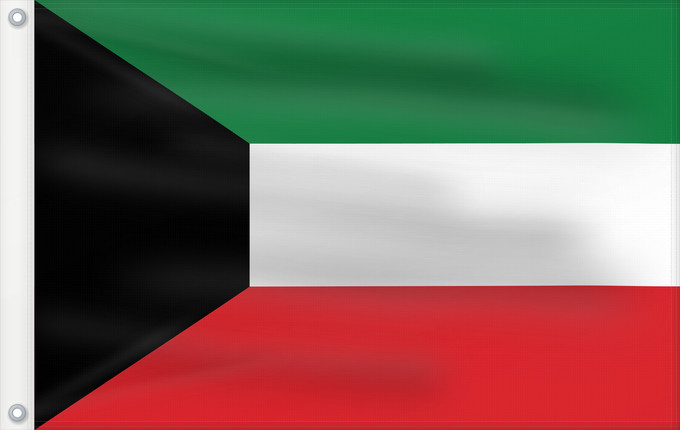 Drapeau, avec deux œillets métalliques et guindant renforcé : Kuwait Koweït Kuwaitlabel QS Les