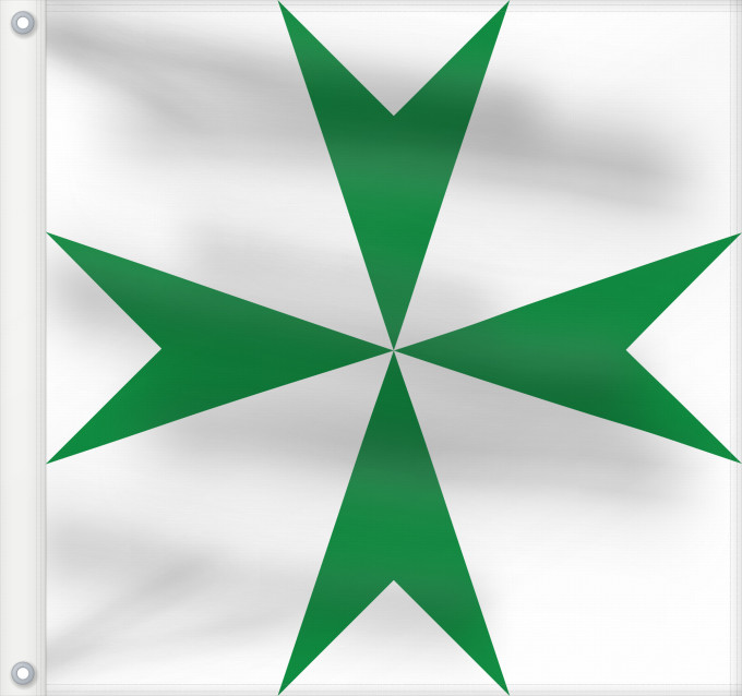 Bandera, con dos ojales metálicos y lado del asta reforzado: Militärischer und Hospitalischer Orden des Heiligen Lazarus von Jerusalem