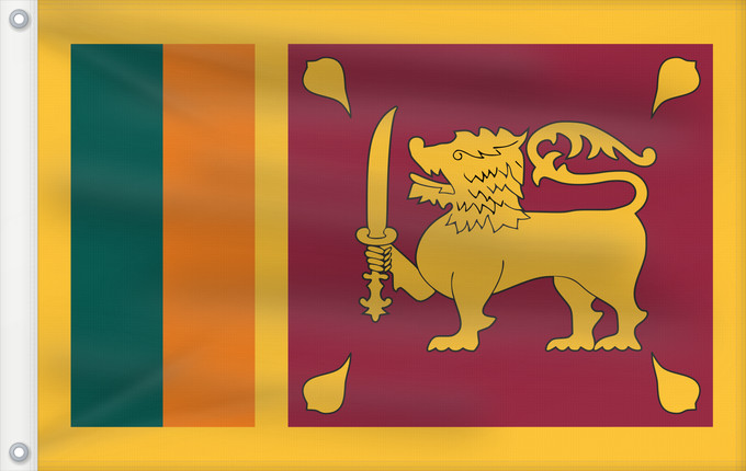 Bandera, con dos ojales metálicos y lado del asta reforzado: Sri Lanka Sri Lankas Sri Lanki শ্রীলঙ্কার জাতীয় পতাকা Sri-Lanko Флаг Шри-Ланки श्रीलङ्का ध्वज ශ්රී ලංකාවේ ජාතික කොඩිය இலங்கையின் தேசியக்கொடி Stän Sri-Lankäna