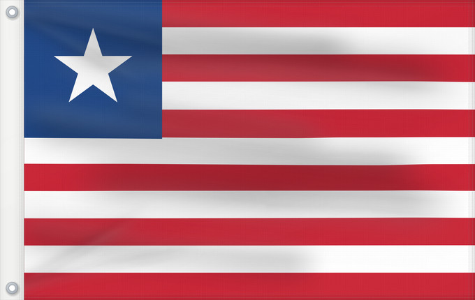 Flag, with two metal eyelets and reinforced hoist: Liberia Libérie پرچم لیبریا Liberian Liberiei Liberije