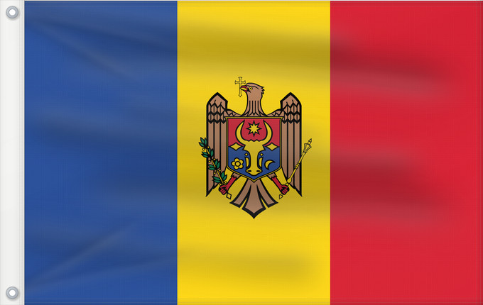 Bandera, con dos ojales metálicos y lado del asta reforzado: Moldova Moldavie Moldavia Moldawien (Republik Moldau)