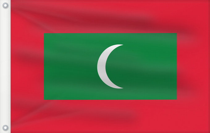 Drapeau, avec deux œillets métalliques et guindant renforcé : Maldives	Maldivas	Malediven	Maldive	Maldiven	Das Maldivas	ދިވެހިރާއްޖޭގެ ދިދަ	La Maldivoj	Флаг Мальдив	Maldivov	Maldivernas	ธงชาติ ประเทศมัลดีฟ