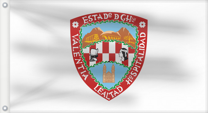 Bandera, con dos ojales metálicos y lado del asta reforzado: Chihuahua