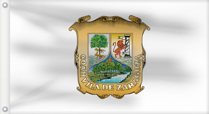 Bandera, con dos ojales metálicos y lado del asta reforzado: Coahuila	 Coahuila	Coahuila de Zaragoza