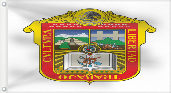 Bandiera, con due occhielli metallici e lato dell'asta rinforzato: México