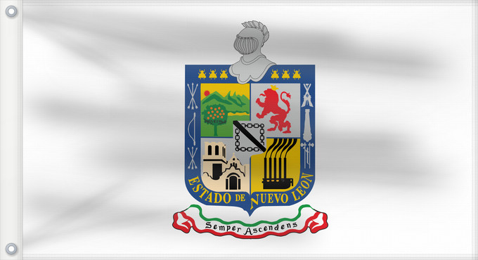 Bandera, con dos ojales metálicos y lado del asta reforzado: Nuevo Leon Nuevo León