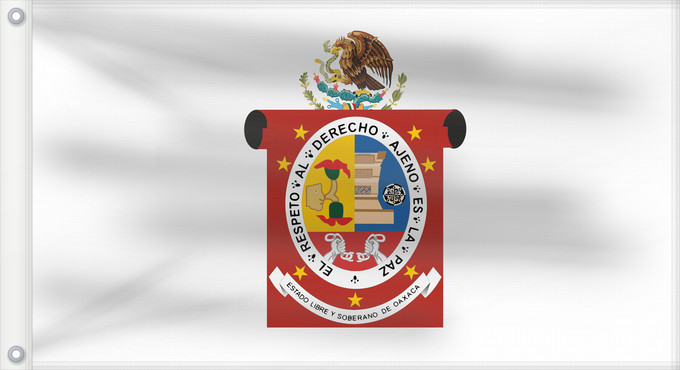 Bandera, con dos ojales metálicos y lado del asta reforzado: Oaxaca	State flag of Oaxaca	Oaxaca 