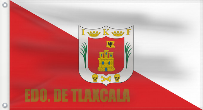 Flag, with two metal eyelets and reinforced hoist: Tlaxcala Tlaxcala ou Tlaxcala de Xicoténcatl Īpān Tlaxcallān