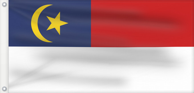 Bandera, con dos ojales metálicos y lado del asta reforzado: Malacca	Malaca	Malakka	Malaysian state Malacca. Drawn by Mysid