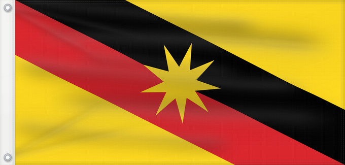 Flag, with two metal eyelets and reinforced hoist: Sarawak Malaysian state of Sarawak Sarawak