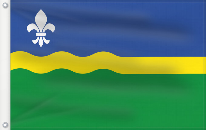 Drapeau, avec deux œillets métalliques et guindant renforcé : Flevoland	Flevoland 	Flevolanda	Fan Flevolân	Vlage van Flevolaand	Vlagge van Flevoland