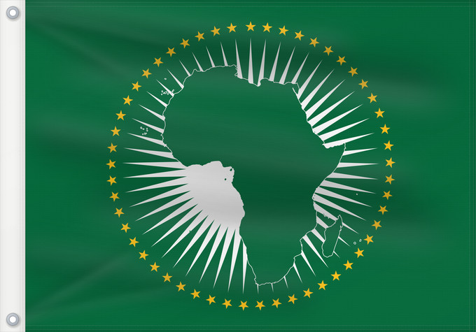 Bandera, con dos ojales metálicos y lado del asta reforzado: African Union