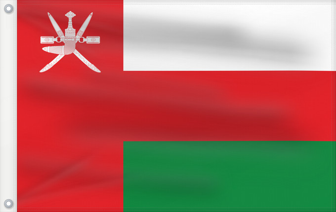 Bandera, con dos ojales metálicos y lado del asta reforzado: Oman	Omán