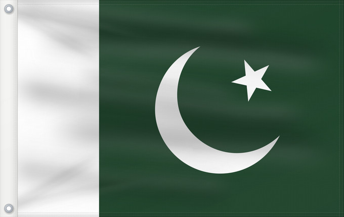 Flagge, mit zwei Metallösen und verstärktem Besatzband: Pakistan	 Pakistan	Pakistán	Paquistão	علم باكستان	পাকিস্তানের জাতীয় পতাকা	পাকিস্তানর ফিরালহান	Pakistano	पाकिस्तान का ध्वज	ପାକିସ୍ତାନୀ ଝଣ୍ଡା	ਪਾਕਿਸਤਾਨ ਦਾ ਕੌਮੀ ਝੰਡਾ	د پاکستان بيرغ	Флаг Пакистана	Pakistana	பாக்கித்தான் கொடி	Прапор Пакистану	پاکستان کا پرچم