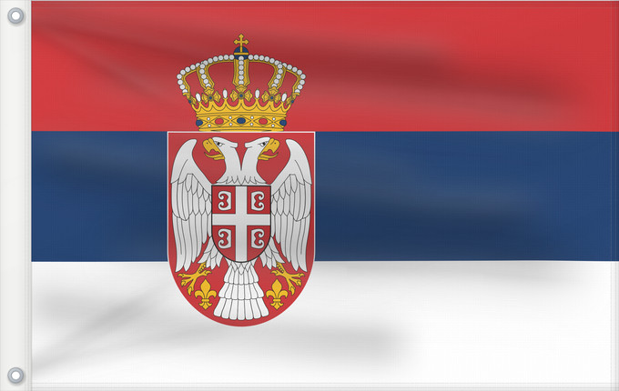Flag, with two metal eyelets and reinforced hoist: Civil Flag of Serbia	Civil flag of Serbia	Serbie	Serbia	Serbien	Narodna zastava Srbije	Nemzeti zászló szerbia	Srbská národná vlajka	Kombëtar i Serbisë