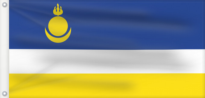 Drapeau, avec deux œillets métalliques et guindant renforcé : Buryatia	Republic of Buryatia	 Buratti	República de Buriatia	Repubblica di Buriazia	Буряад Республикын гyрэнэй һүлдэ	Флаг Бурятии	Парчами Бурятия