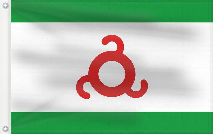 Drapeau, avec deux œillets métalliques et guindant renforcé : Ingushetia	Republic of Ingushetia	Inguschetien	Inguscezia	Флаг Ингушетии