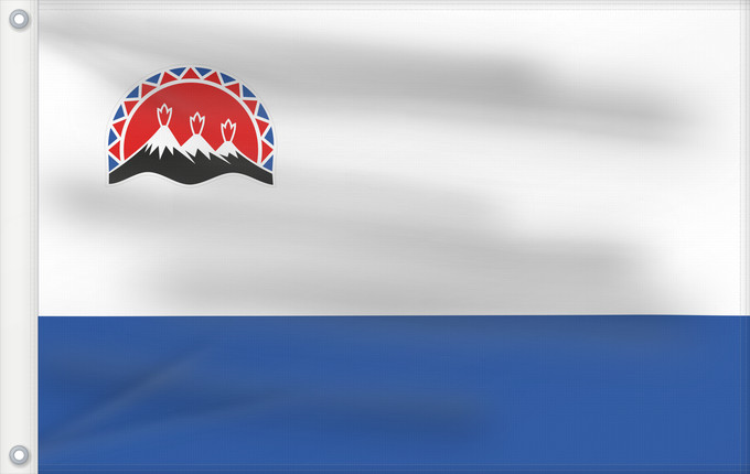Drapeau, avec deux œillets métalliques et guindant renforcé : Kamchatka Krai Kraï du Kamtchatka Krai de Kamchatka Russischen Region Kamtschatka Флаг Камчатского края