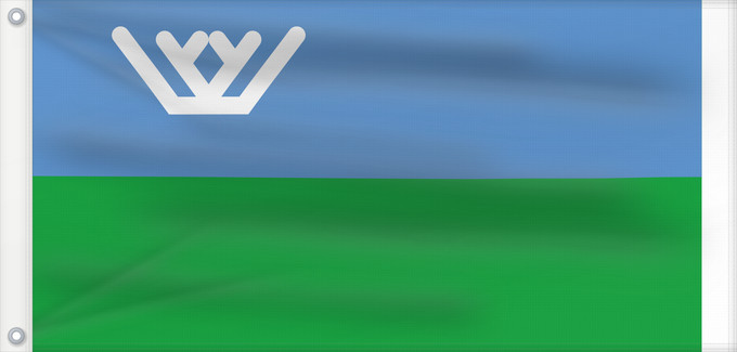 Drapeau, avec deux œillets métalliques et guindant renforcé : Yugra	Khanty-Mansi Autonomous Okrug	Le district autonome des Khantys-Mansis  Iougra	distrito autónomo de Janti-Mansi - Yugra	 Autonome Kreis der Chanten und Mansen	Флаг Ханты-Мансийского автономного округа — Югры