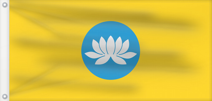 Drapeau, avec deux œillets métalliques et guindant renforcé : Kalmykia	Kalmoukie	República de Kalmukia 	Kalmückien	Флаг Республики Калмыкия	Туг Хальмг Таңһч