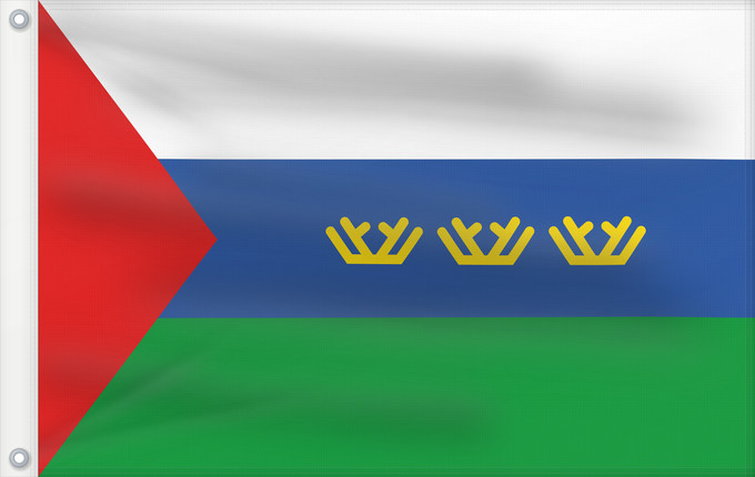 Drapeau, avec deux œillets métalliques et guindant renforcé : Tyumen Oblast Oblast de Tioumen Óblast de Tiumén Oblast Tjumen