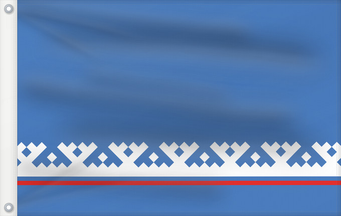 Bandera, con dos ojales metálicos y lado del asta reforzado: Yamal-Nenets Autonomous District	Yamalo-Nenets Autonomous Okrug	 Iamalie ou district autonome de Iamalo-Nénétsie 	 distrito autónomo de Yamalo-Nenets	Autonome Kreis der Jamal-Nenzen	Jamalo-Neneca aŭtonoma distrikto	Ямало-Ненецкий автономный округ