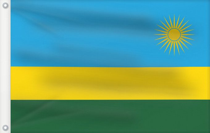 Flag, with two metal eyelets and reinforced hoist: Rwanda	Ruanda	রুয়ান্ডার জাতীয় পতাকা	Ruando	پرچم رواندا	Ibendera rya Rwanda	Ruande