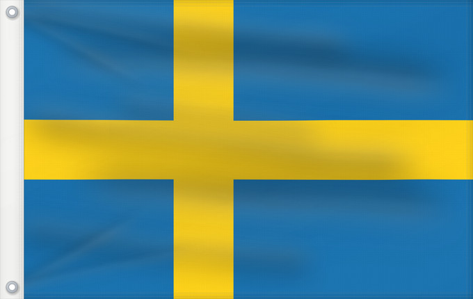 Drapeau, avec deux œillets métalliques et guindant renforcé : Sweden	Suède	Suecia	Schweden	Svezia