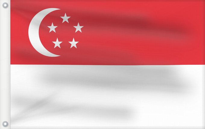 Bandera, con dos ojales metálicos y lado del asta reforzado: Singapore	Singapour	Singapur	Singapuru	علم سنغافورة	Singapuro	Singapura	Флаг Сингапура	Singapurja	சிங்கப்பூரி்ன் கொடி	​新加坡国旗