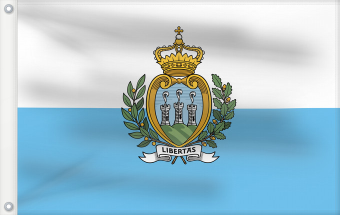 Flagge, mit zwei Metallösen und verstärktem Besatzband: San Marino  civil	San Marino	Saint-Marin