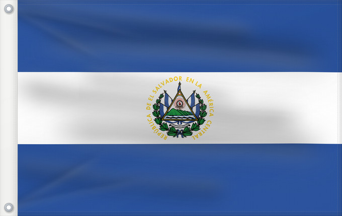 Drapeau, avec deux œillets métalliques et guindant renforcé : El Salvador	Salvador	El Salvadors	علم السلفادور	Salvadoro	El Salvadorin	Флаг Сальвадора