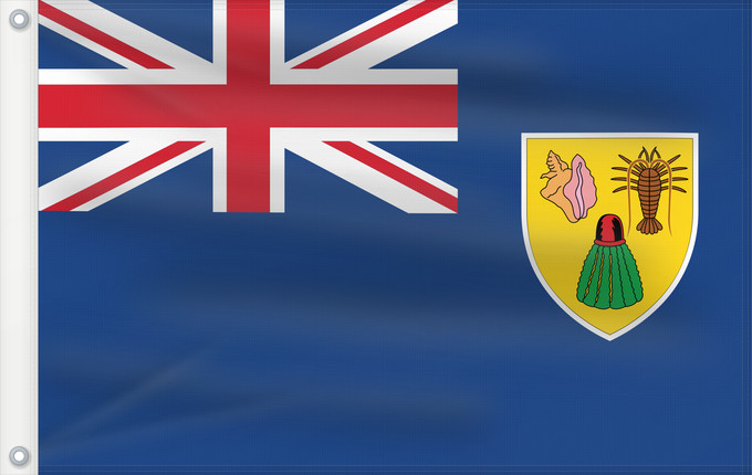 Bandera, con dos ojales metálicos y lado del asta reforzado: Turks and Caicos Islands	Turques et caiques !Îles Turques-et-Caïques	Islas Turcas y Caicos	Turks- und Caicosinseln	Turks e Caicos	Ynysoedd Turks a Caicos	DTurcach agus Caicos	Turks ha Kaykos	Флаг Тёркса и Кайкоса