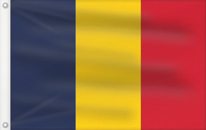 Flag, with two metal eyelets and reinforced hoist: Chad	National du Tchad	Chad. Proporción 2 3	Tschad	Ciad	Tsjaad	علم تشاد	Ĉado	Ciadului	Čada	Tchads