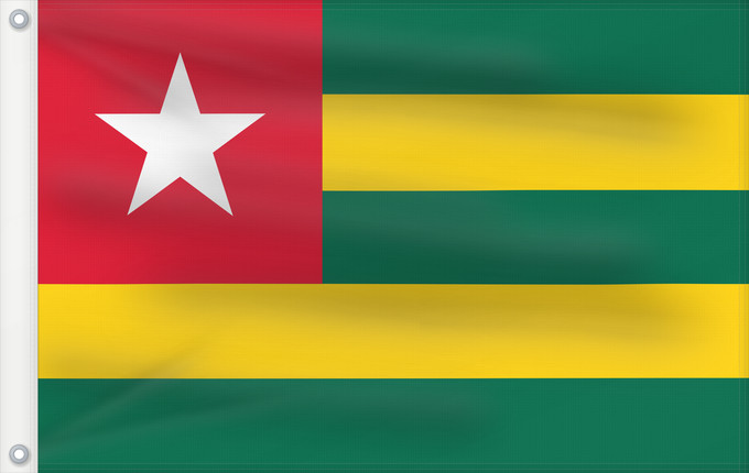Flag, with two metal eyelets and reinforced hoist: Togo	Vo Togo	علم توغو	Banniel Togo	Togolando	Togo lipp	Togi	Tògo	Toge