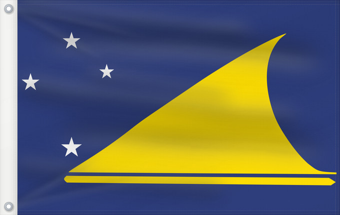 Bandera, con dos ojales metálicos y lado del asta reforzado: Tokelau Tokelau since May 2008 Tokelau que fuera adoptada en mayo de 2008 por el parlamento local de este territorio dependiente de Nueva Zelanda Pīwari o Tokelau