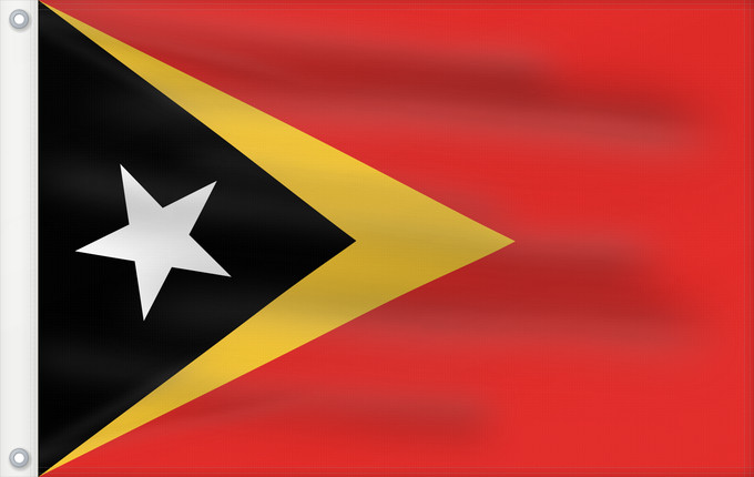 Drapeau, avec deux œillets métalliques et guindant renforcé : East Timor	Timor-Leste  East Timor	Timor oriental	Timor Oriental	Osttimor	Timor Est	Timor-Leste  Oost-Timor	Timor-Leste	علم تيمور الشرقية	তিমুর লেস্তের জাতীয় পতাকা	Timor Leste	Флаг Восточного Тимора	Östtimors	Timór Lorosa e nian