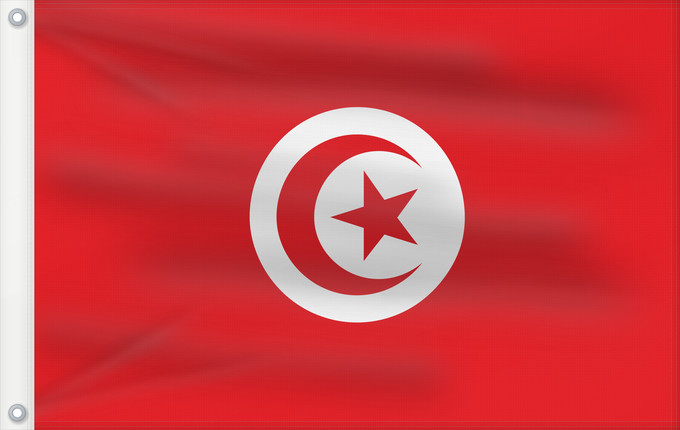 Drapeau, avec deux œillets métalliques et guindant renforcé : Tunisia	Tunisie	Túnez	Tunesien	Tunesië	علم تونس	তিউনিসিয়ার পতাকা।	Tunísia	Флаг Туниса	Tunizije	ⴰⵛⴻⵏⵢⴰⵍ ⵏ ⵜⵓⵏⴻⵙ